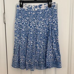 Nomadic Traders Blue and White Floral A-Line Skirt